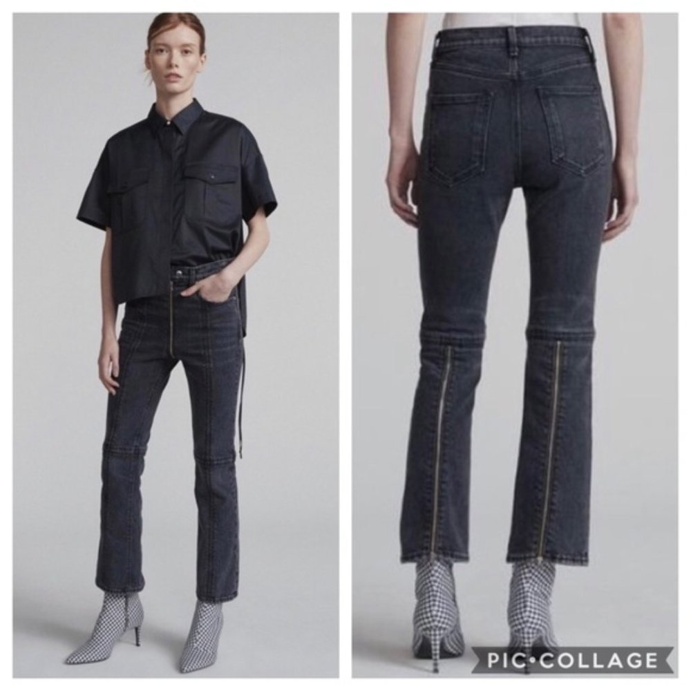 rag & bone Iver high rise bootcut cropped jeans in Black Blain Size 24 NWT